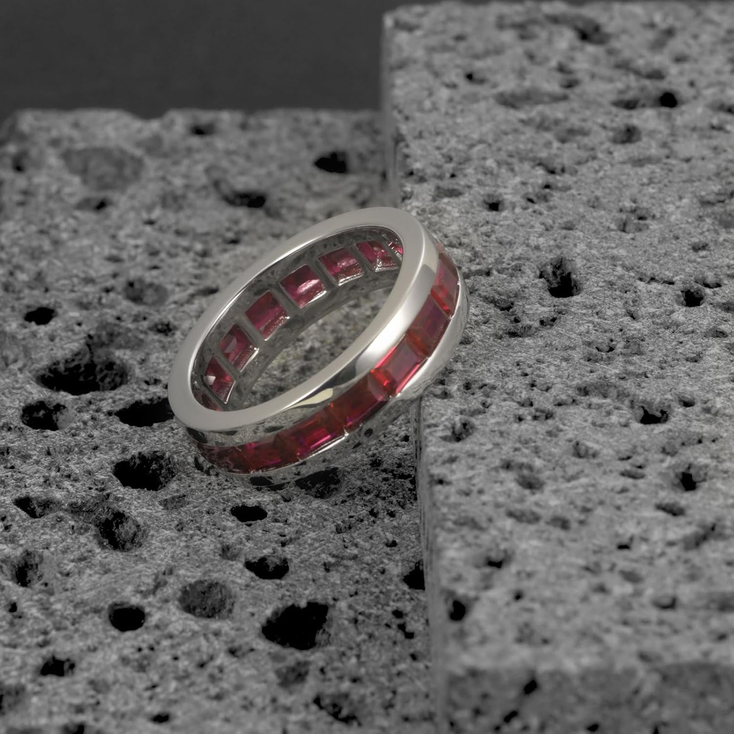 Emerald Ring For Men Eternity Wedding Band 925 Sterling Silver 19 Emerald Cut Gemstone Promise Ring For Him Size 7-14