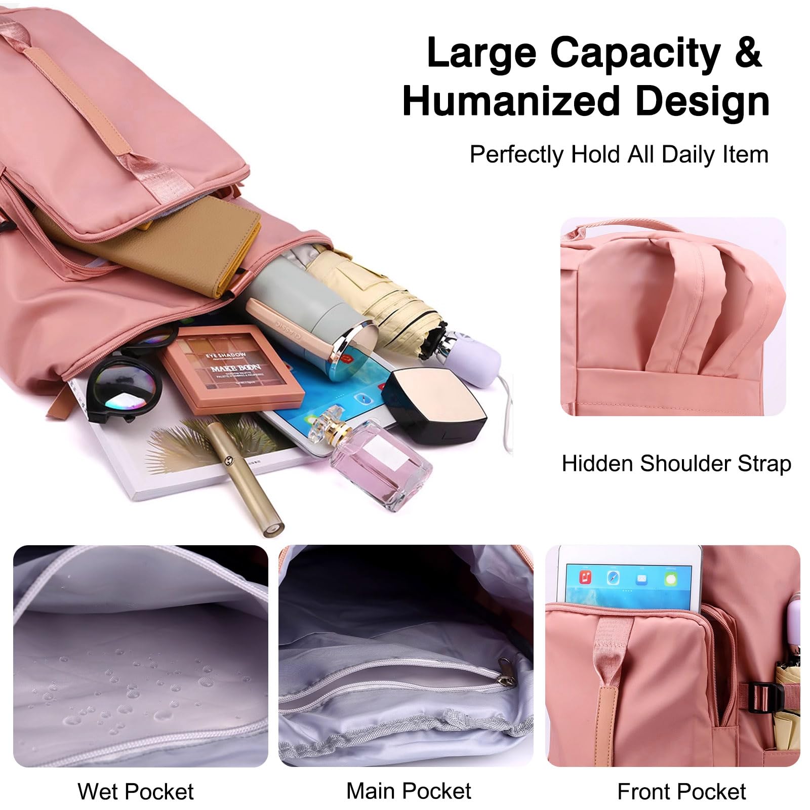 FANDARE Bolsa de Viaje para Mujer Mochila Viaje Cabina Avion 45x25x25 Hombre Bolsa de Deporte con Compartimento para Zapatos Bolsa de Mano Equipaje Bolsas de Deporte Gimnasio Bolso de Viaje Negro
