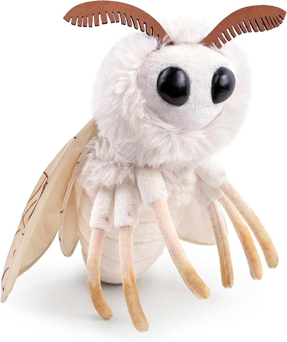 ZHONGXIN MADE Silk Moth Stuffed Animal Moth Plush Pillow Toy, Funny Mothman Moth Throw Pillow 12in, Soft Big Wing Hugging Pillow Plushie Gift Collection for Kids