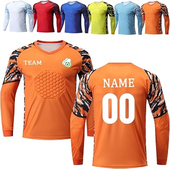 Personalised Football Goalkeeper Shirts with Padded Custom Goalie Jersey for Men Women Kids with Name Team Number