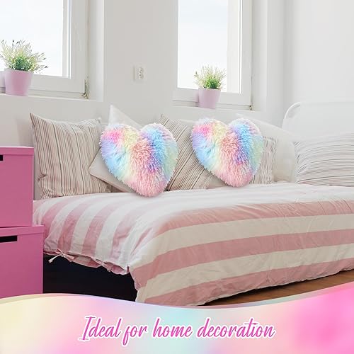 Miniatura 6 de Marsui 2 almohadas esponjosas de corazón en forma de corazón, lindo cojín de peluche de corazón, almohada decorativa de corazón, regalo para el día
