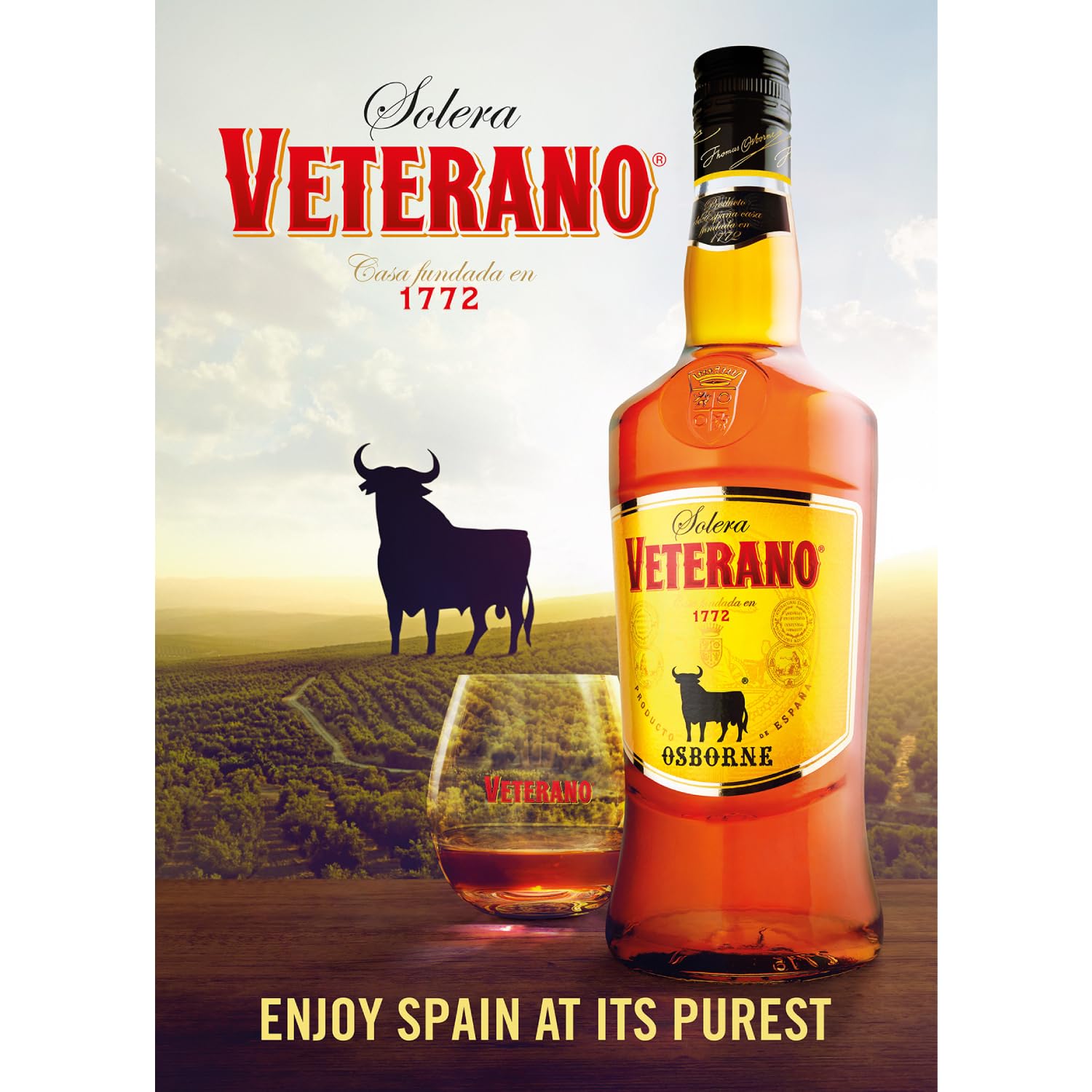 Osborne Veterano – Hochwertige Spirituose aus Spanien hergestellt nach dem Solera-Verfahren mit 30% vol. (1x 1,0l)