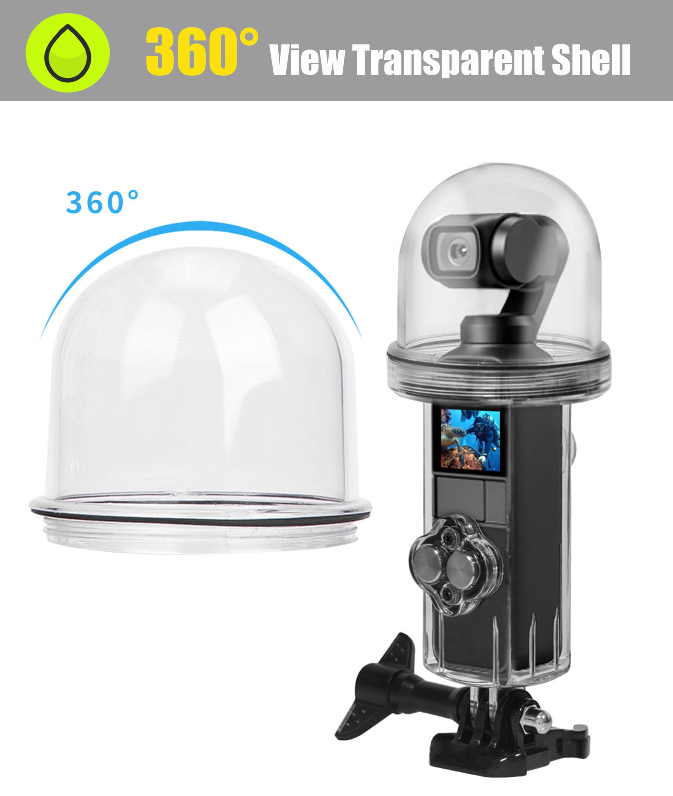 Zunate Carcasa Impermeable de 60 M, para dji Osmo Pocket, Funda Protectora Subacuática de 60 M/196,8 Pies, con Diseño de Cúpula Semicircular, para Surf, Buceo, Natación
