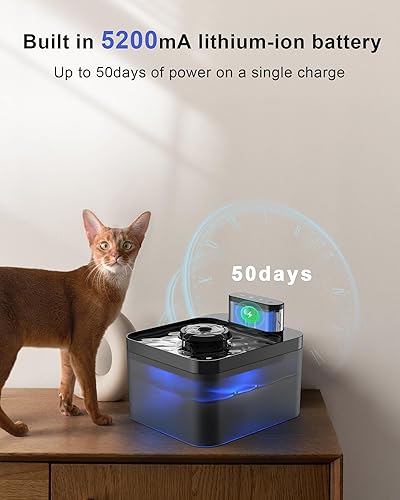 Miniatura 2 de Fuente de agua para gatos sin cable, fuente para gatos que funciona con pilas, fuente de agua inalámbrica para mascotas, dispensador automático de