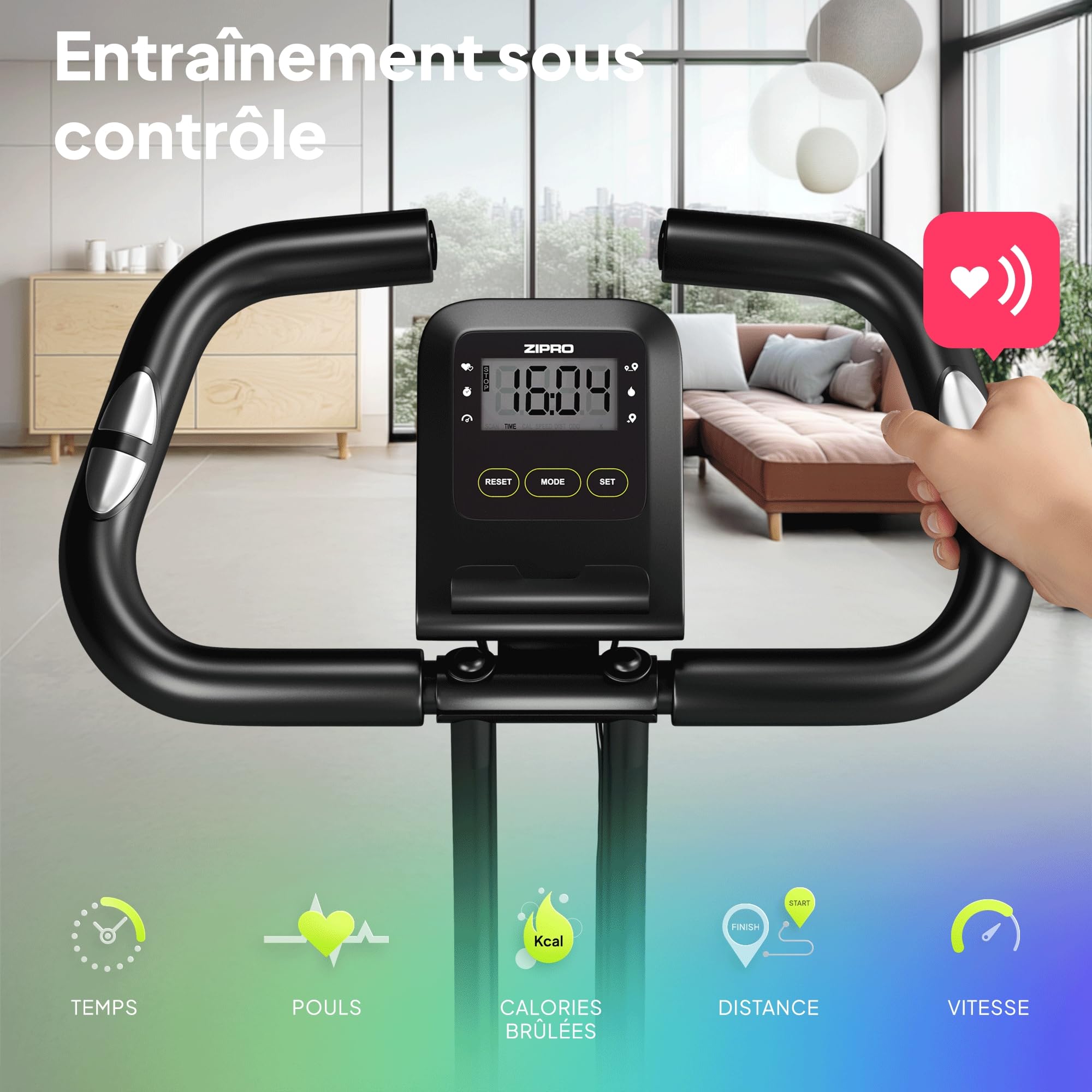 ZIPRO Velo D Appartement Vélo D'appartement Pliable Elliptique Cardio-training Home Trainer Connecté Pliant Cardio Biking Interieur Magnétique Professionnel Silencieux Adulte - Eclipse X