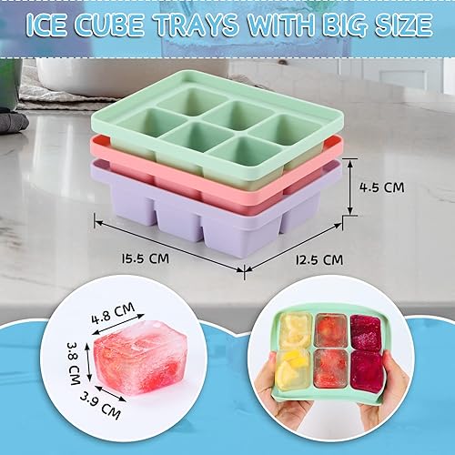 Miniatura 5 de STARBRILLIANT Bandeja para cubitos de hielo, moldes grandes de silicona de fácil liberación con tapas extraíbles, perfecta para bebidas frías,