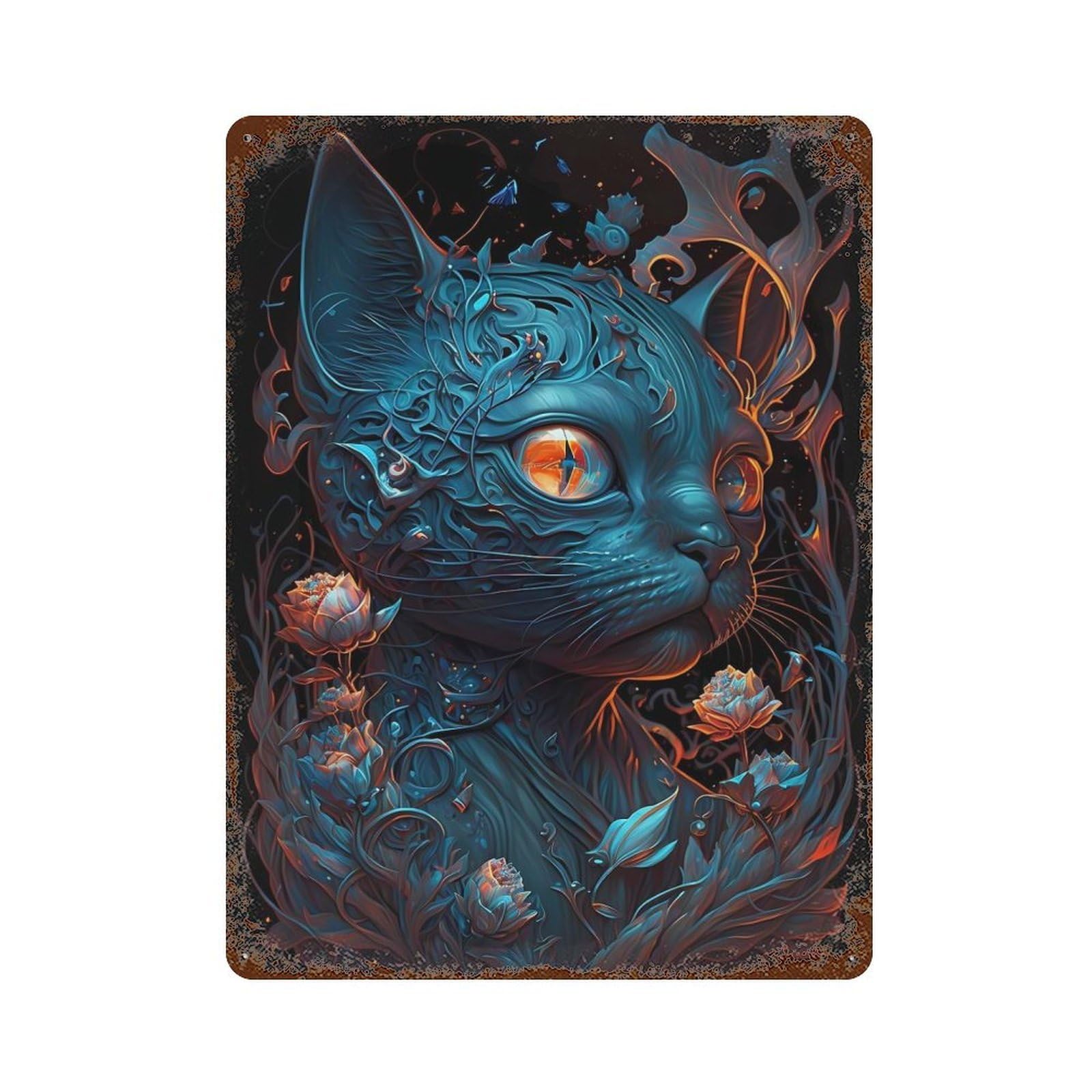 Siamese Cat Chimerical Retro Metal Sign 15.7"x11.8", Ideal for Shed, Workshop And Garage Wall Decor