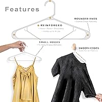 Vista 2 de Run Star Perchas de plástico, paquete de 60 perchas blancas duraderas con ganchos, percha ligera que ahorra espacio, perchas resistentes, perchas