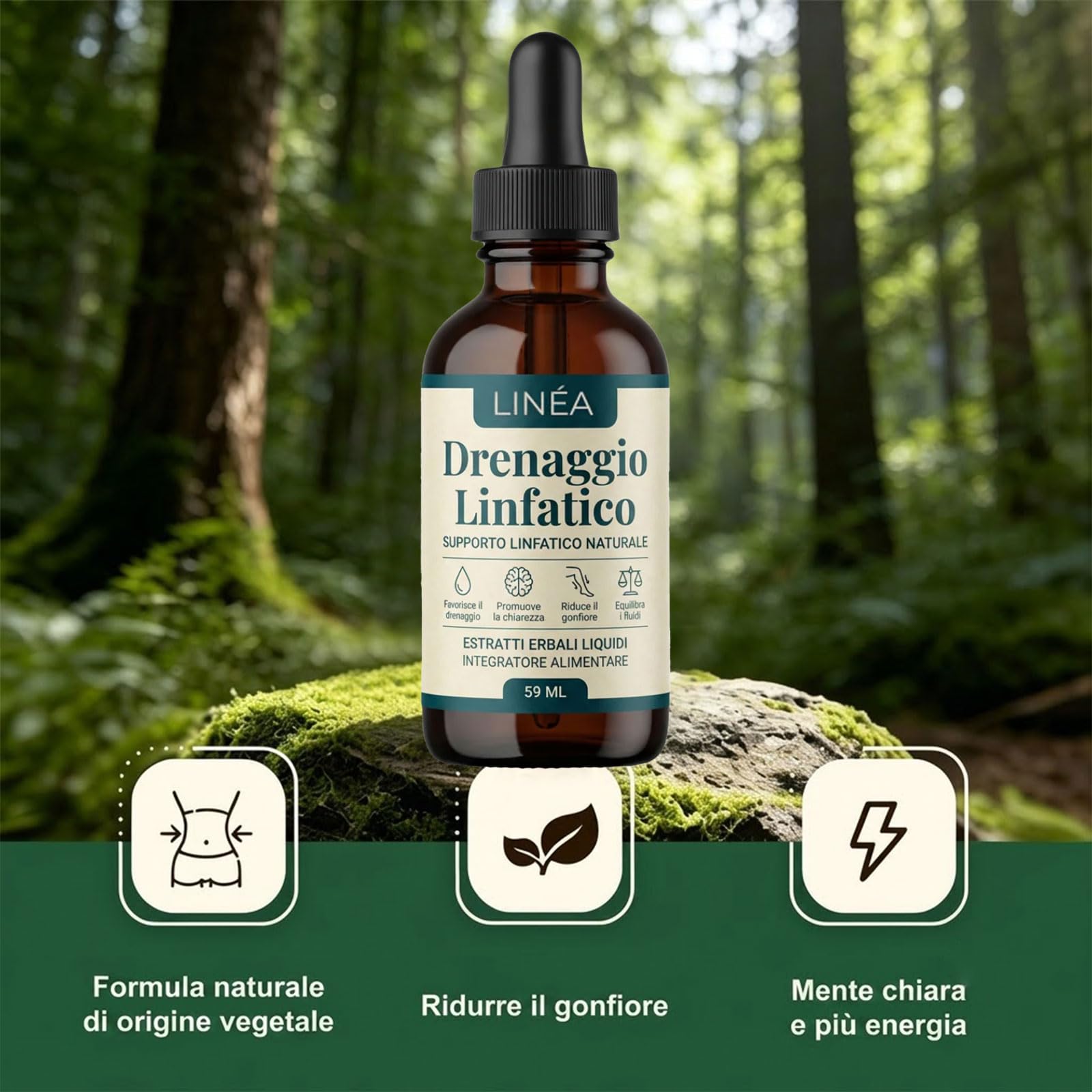 Linea Drenaggio Linfatico Gocce, Gocce di Benessere peril Drenante Linfatico, Formula Erboristica Naturale,Senza Glutine, Adatte per Donne e Uomini (1)
