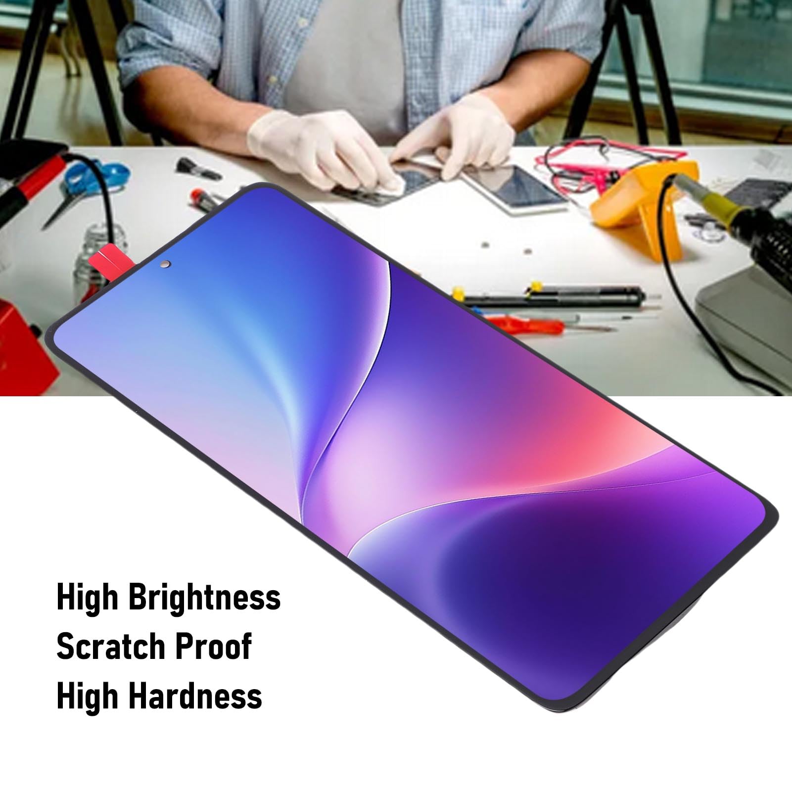 Diyeeni Am OLED para Reemplazo de Pantalla de Lápiz óptico Edge 60, Ensamblaje de Digitalizador de Pantalla Táctil de Pantalla OLED, Admite Función de Huellas Dactilares con Las
