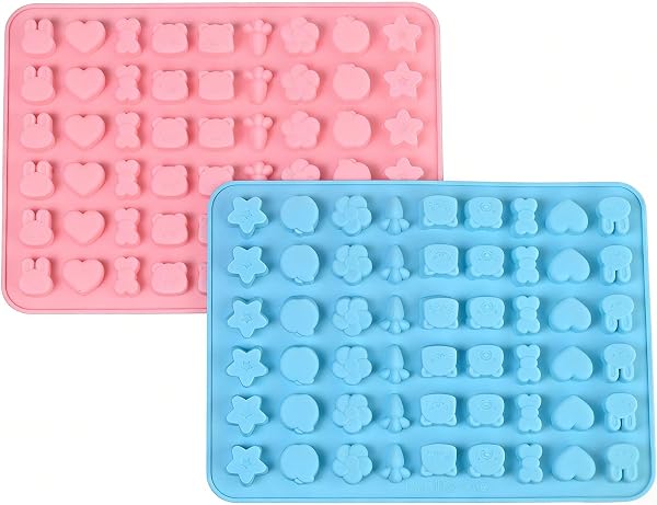 2 Pcs Silicone Gummy Bear Molds Chocolate Moulds Set of 9 Cartoon Pattern Silicone Baking Molds Reusable for Making Small Chocolates - 1