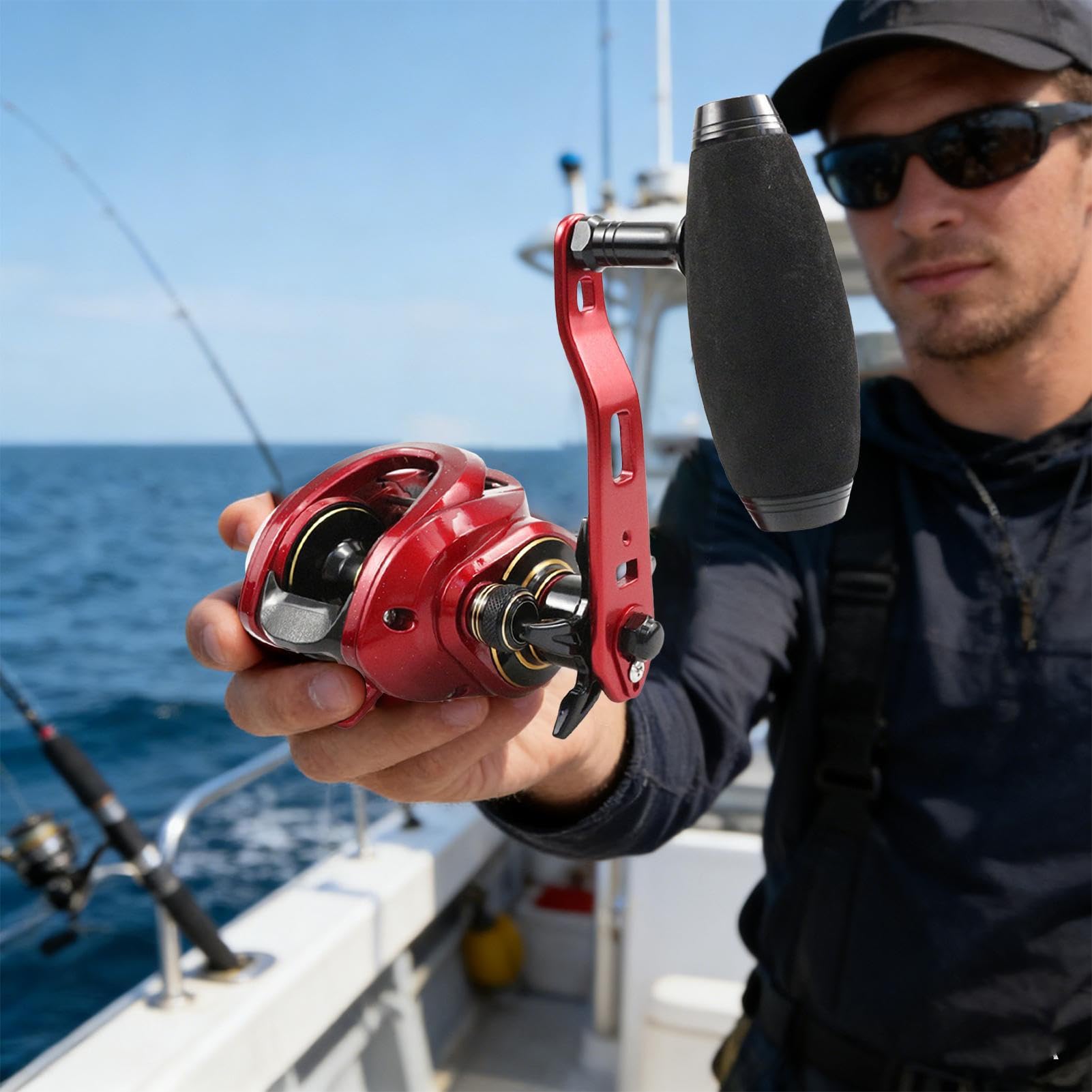 Poignée de moulinet de – Outil de lancement en T, pièce de rechange en alliage d'aluminium en T pour trou 8 x 5 mm – Convient pour la chasse aux poissons dans l'eau et salée dans les lacs