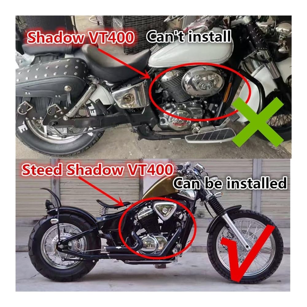 Motorrad Auspuff Mittelrohr Motorrad-Auspuffrohr Mit Abnehmbarem Schalldämpfer Für Steed Shadow VT400 VT600 VLX400 VLX600 VT600C VT400C VLX600