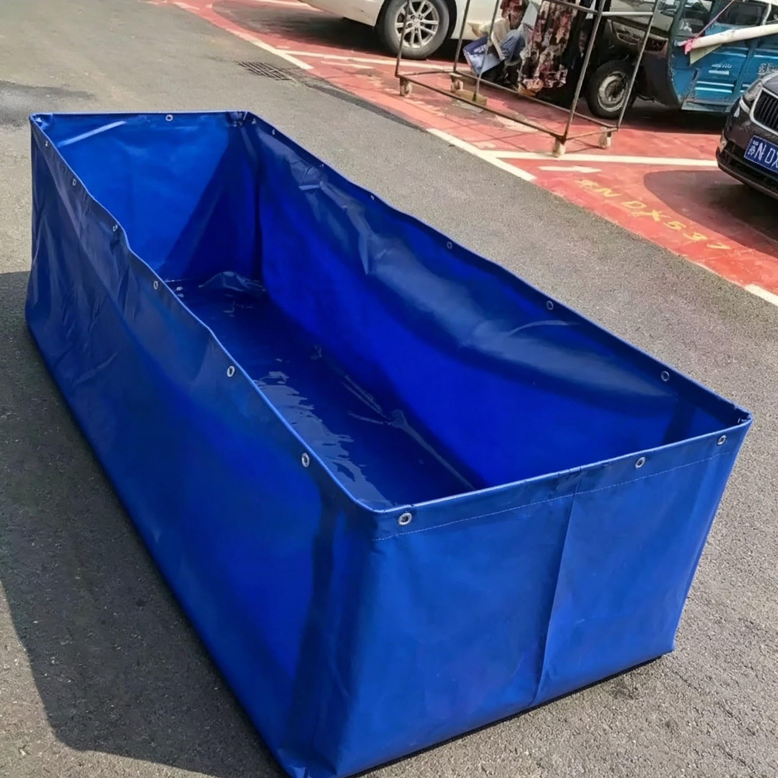 Laghetto per pesci in tela pieghevole portatile – Serbatoio rettangolare fuori terra, resistente agli strappi, multiplo per uso esterno