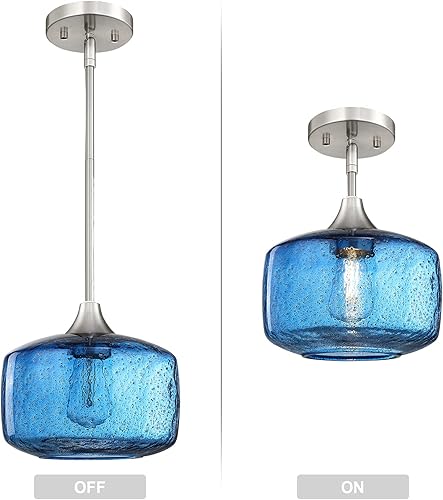 Miniatura 2 de 1 lámpara colgante de isla de cocina para interiores, 7.75 pulgadas, lámpara colgante de techo de vidrio sembrado antiguo, moderna casa de campo,
