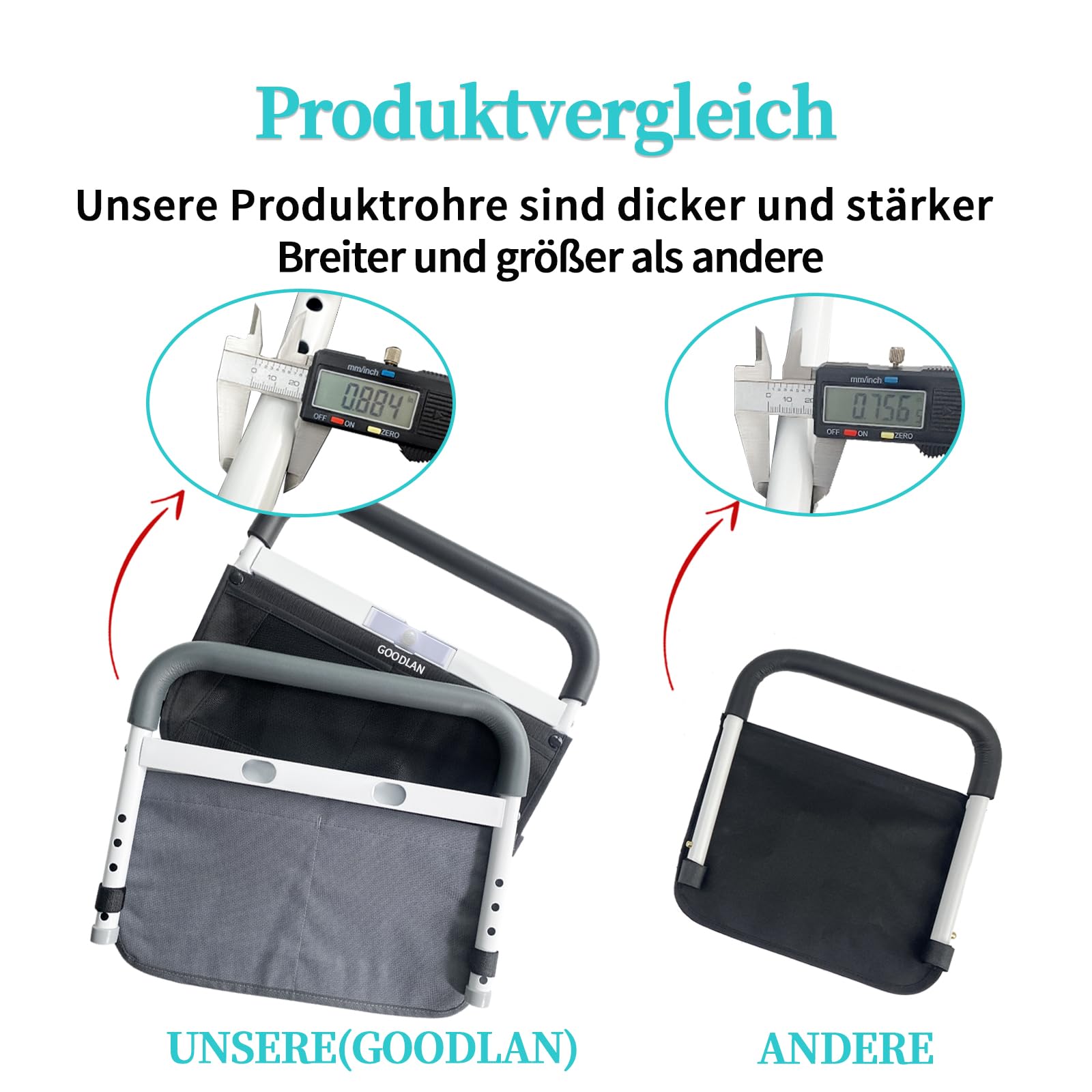 Aufstehhilfe Bett, Haltegriffe für Senioren, Seitenschutz Bett Einstiegshilfe, Höhenverstellbarer Haltegriff für Senioren, mehr Unabhängigkeit und Komfort,Schutzgeländer Ältere (Weiß mit warmem Licht)