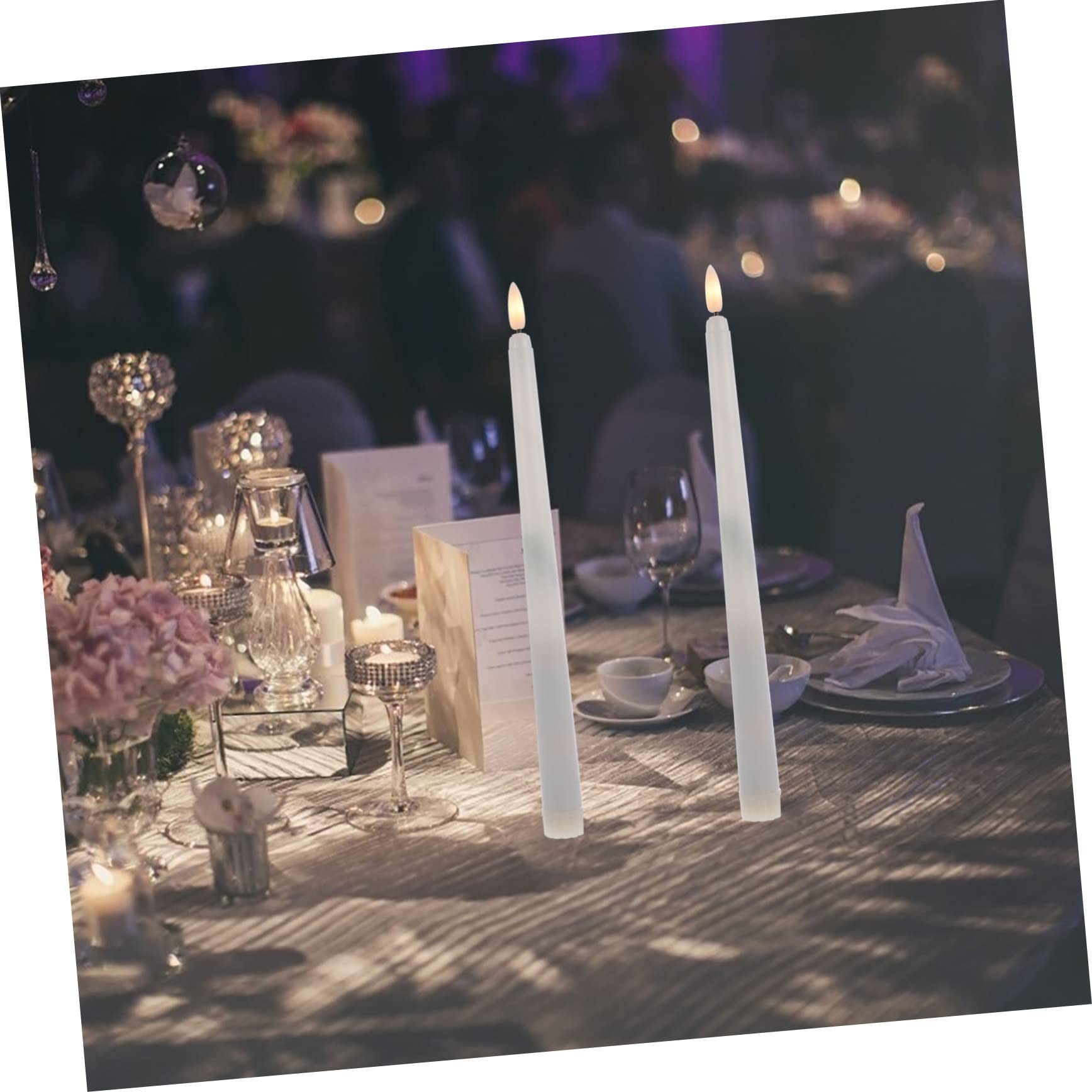 Candele Taper senza Fiamma LED Bianche 6 Pezzi con Telecomando | Abs, Luce Calda 3d, senza Gocce e Profumo, per Piano e Scrivania, Effetto