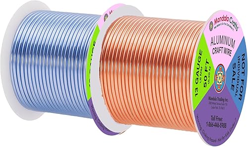 Vista 464 de Mandala Crafts Alambre de aluminio anodizado de calibre 8 para hacer joyas, alambre neutro flexible de color de 128 pies, flexible y flexible