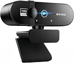 Full HD Webcam with Microphone, 1080P Webcam for PC, 90° FOV, Dual Microphone Streaming Webcam for Clear Stereo Audio, Plug and Play USB Webcam for Zoom/Teams, Conferencing and Video(Black,1080P)