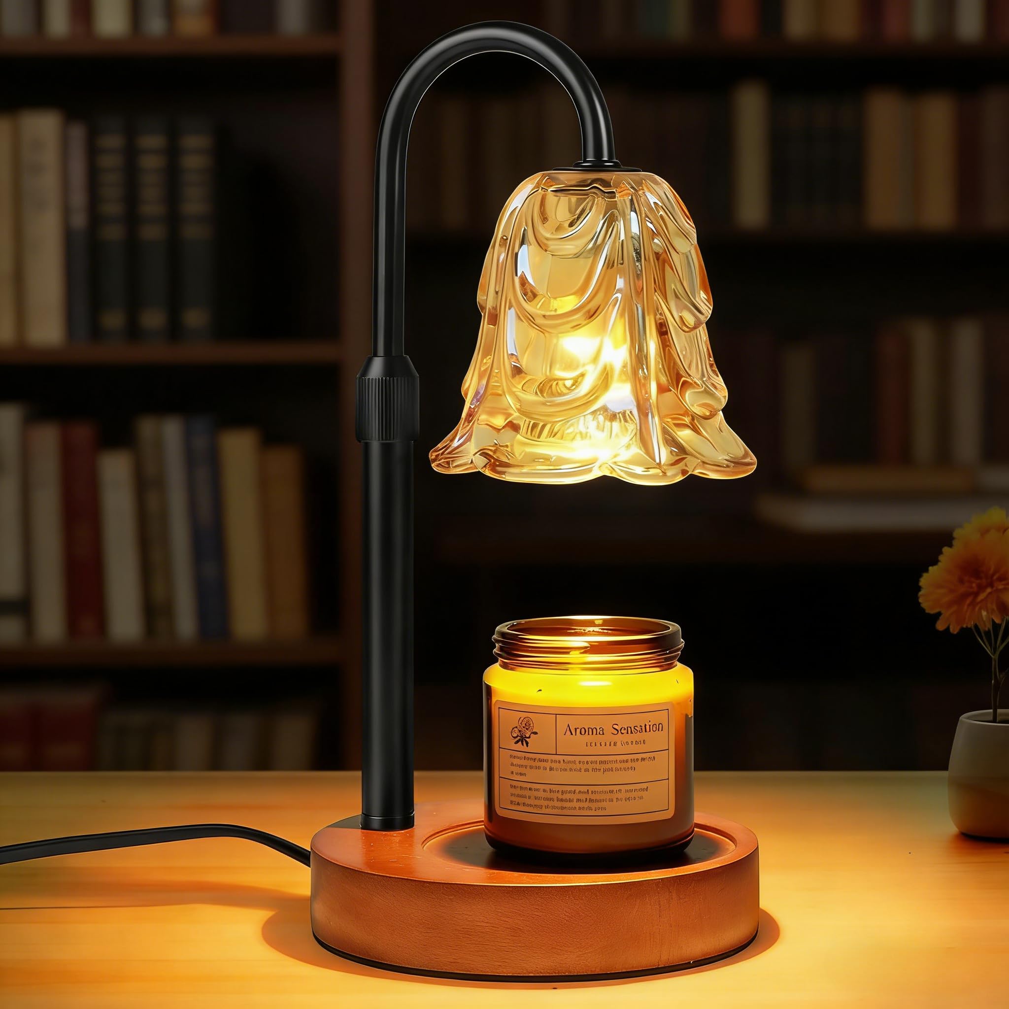 Lampada Scalda Candela, Vintage Candle Warmer Lamp con Timer e Dimmer, Altezza Regolabile, per Candele Profumate in Vetro, Casa, Camera da Letto, Decorazione, con 2 Lampadine (B)
