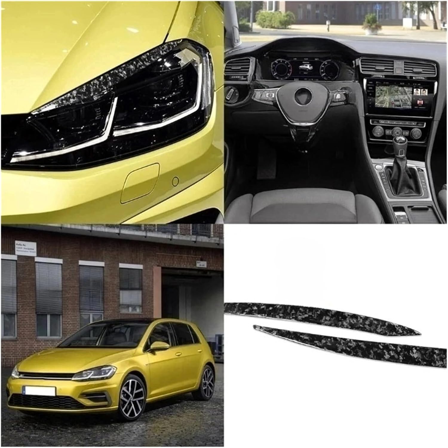 2pcs Carbon Fiber Color Car Headlight Eyebrow Eyelids Cover Compatible for VW Golf 7 GTD GTI R MK7 13-18 6 Car Accessories Decoration Parts