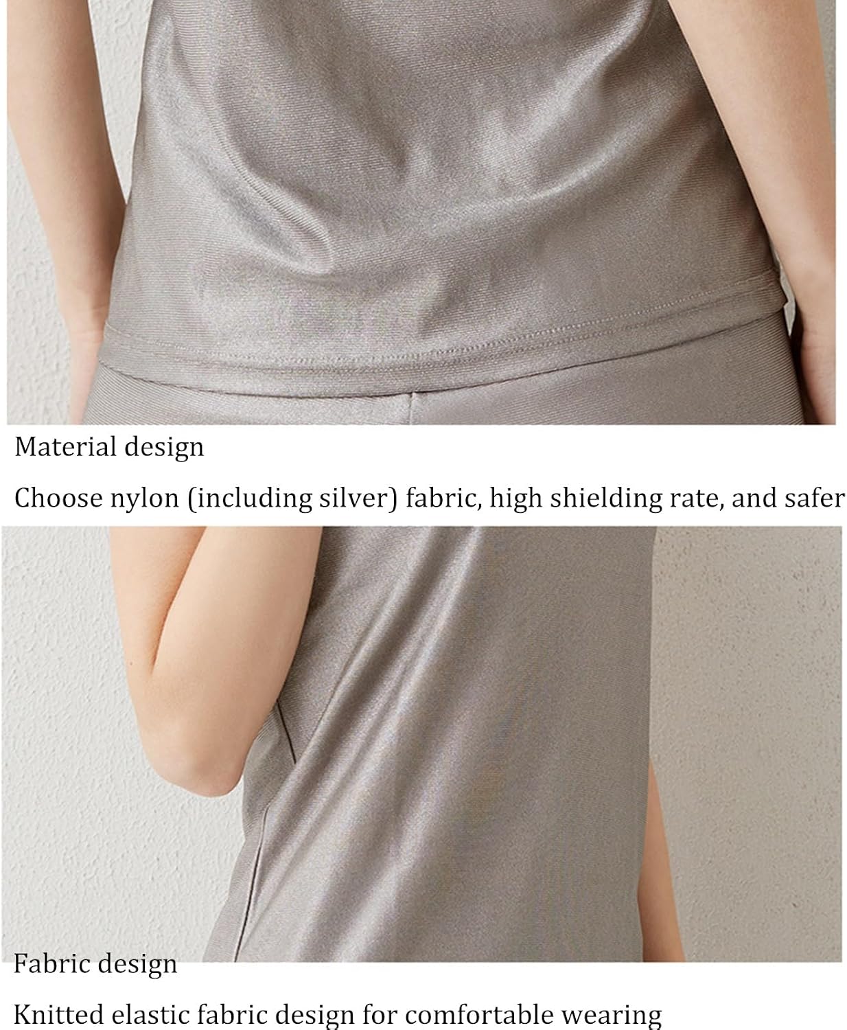 Faraday Fabric Faraday Fabric Anti Radiation Clothes Maternity Tops 5G EMF WiFi RFID Shield Tank Apro (Color : Silver Gray, Size : XX-Large)