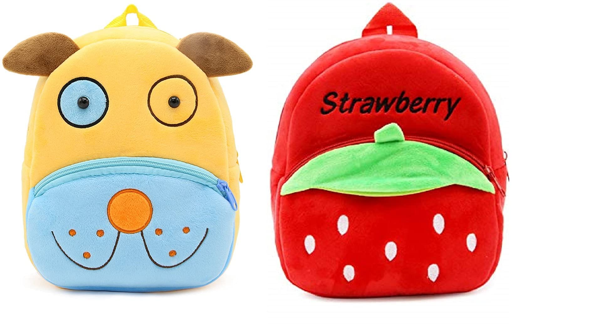 Black Hill Kids School Bag Soft Plush Backpack Cartoon Bags Mini Travel Bag for for Girls Boys Toddler Baby Cute Dog & Red Strawberry-image-38