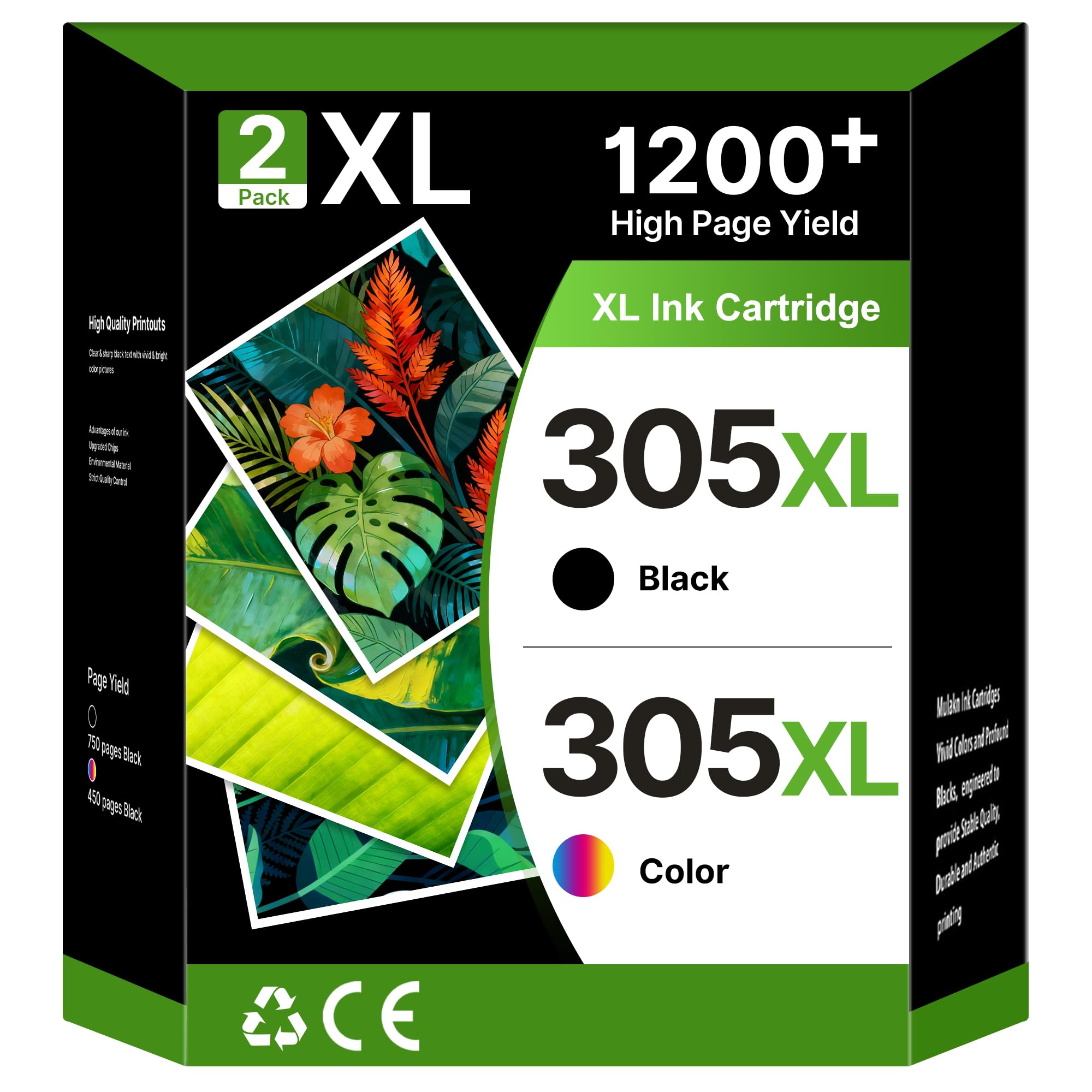 305XL per Cartucce HP 305 XL Nero e Colore per DeskJet 2720 2720e 2700 2820e 4220e 2810e 2710e 2800e DeskJet Plus 4100 4220e 4120 4130 4130e Envy 6000 6010e 6020e 6420e 6032e 6032 6020 6430e (2-Pack)