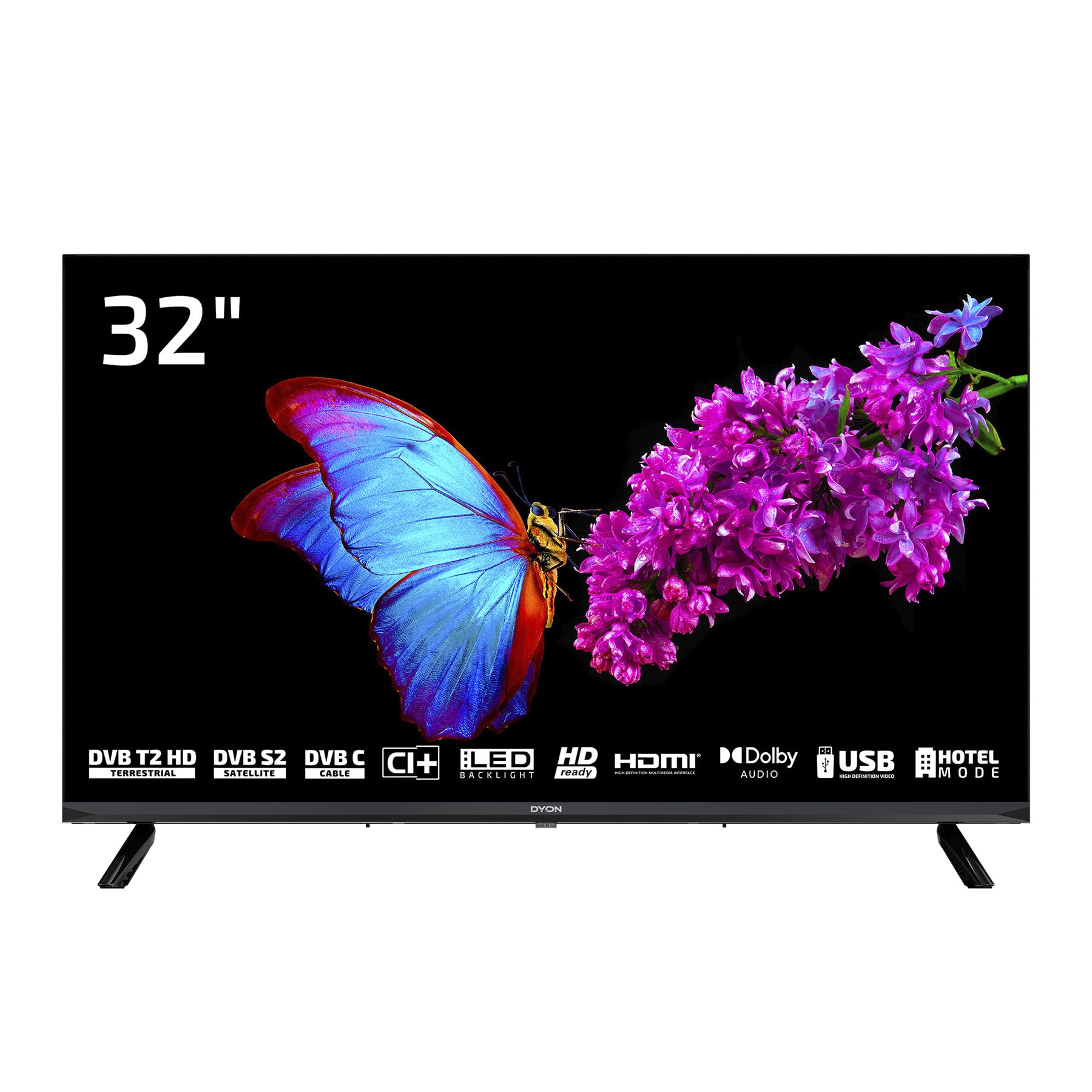 DYON Enter 32 Pro X2-32 Zoll (80 cm) Fernseher mit Triple Tuner (DVB-C/-S2/-T2), Hotelmodus, USB-Media Player
