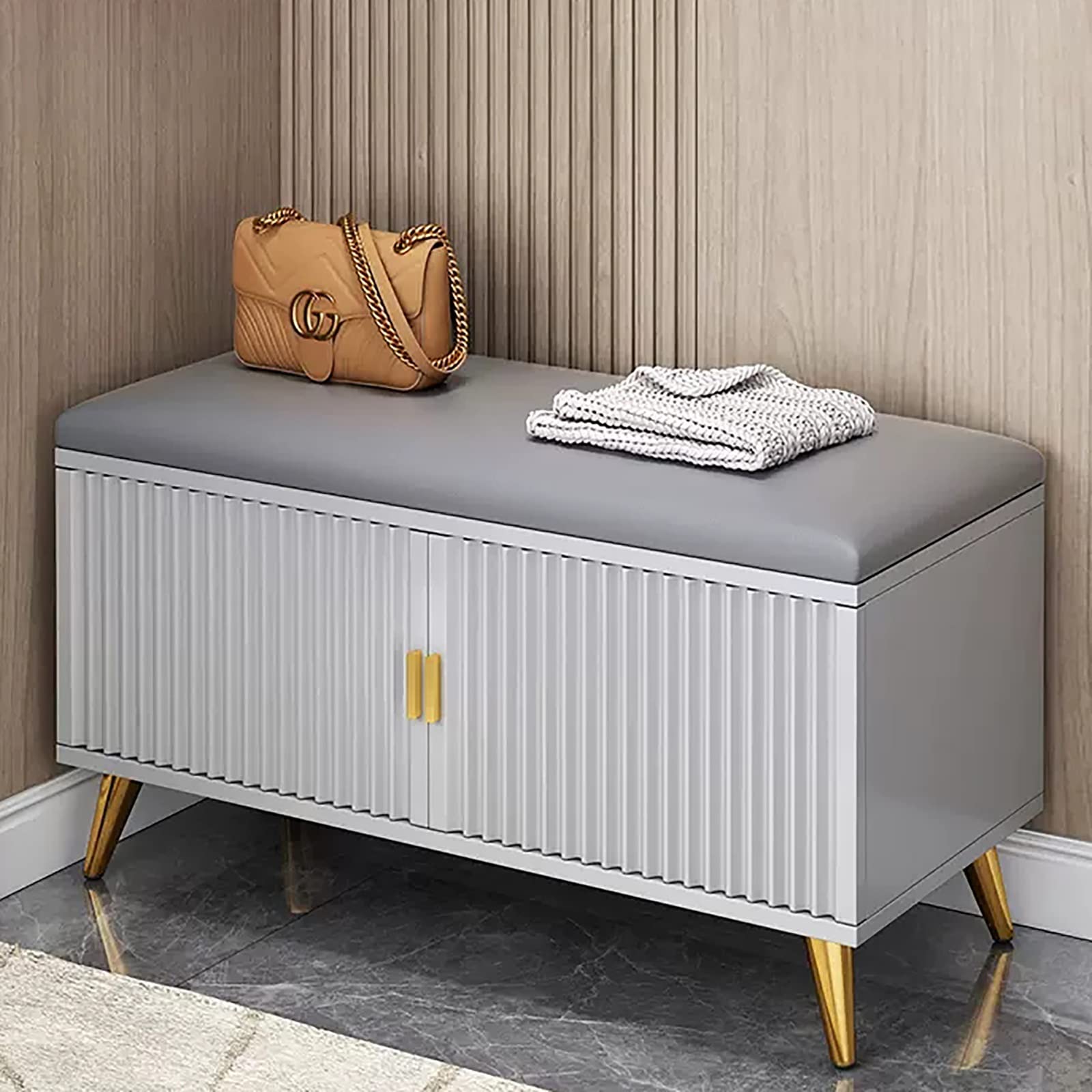 WJFTODAY Compact Shoe Rack with Covers for Entryway Stylish Shoe Bench Modern Shoe Cabinet for Neat and Chic Home Decor