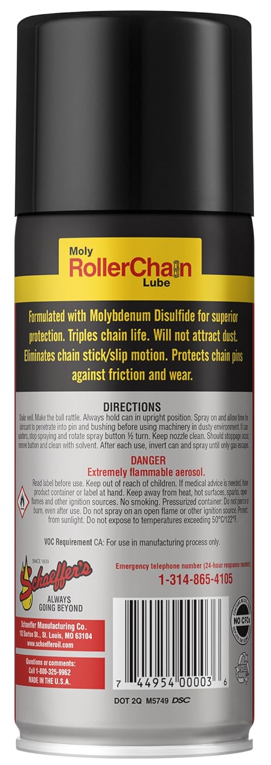 Schaeffer Manufacturing Co. 0227-011S Moly Roller Chain Lube, 13 oz. Aerosol Can
