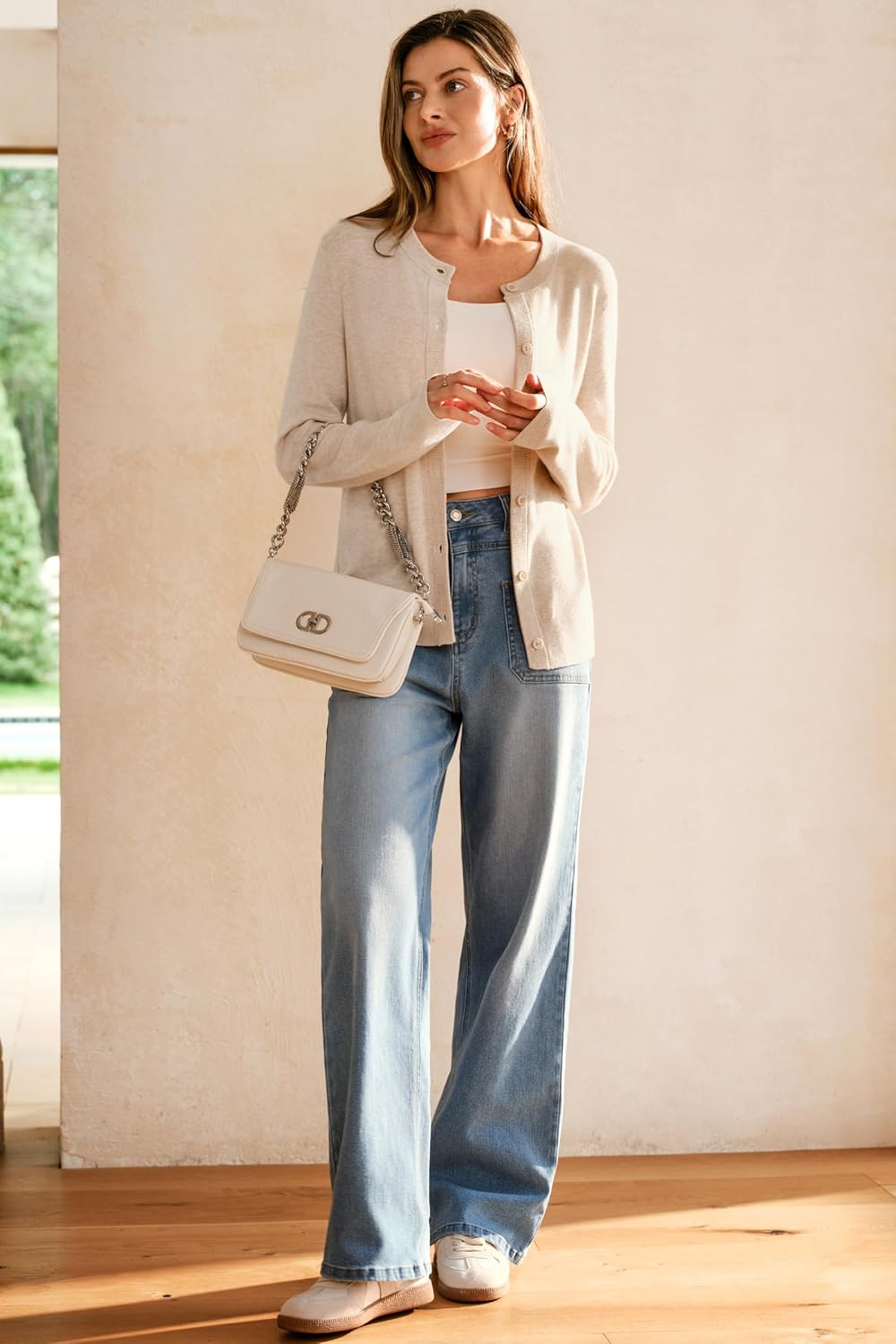 Arach&Cloz Women's Wool Blend Lightweight Spring Business Casual Cardigan Sweaters Tops - Image 6