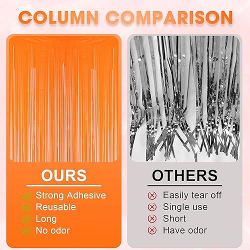 Miniatura 14 de Cortinas de fondo de flecos de papel de aluminio para fiestas, 3 piezas, 39.6 x 98.4 pulgadas, azul retro 48 Retro Azul,03 Rosa,04 Rosa