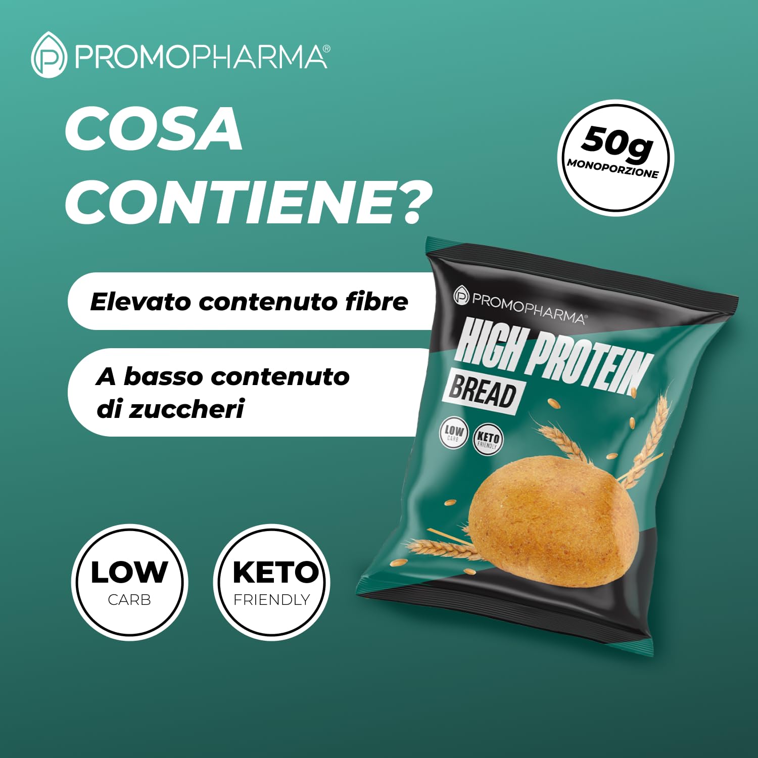 High Protein Bread - Pane Proteico Keto a Basso Contenuto di Carboidrati e Zuccheri - Snack Proteico per Dieta Chetogenica - Ideale per Dieta Proteica e Low Carb - 8 Panini da 50 g