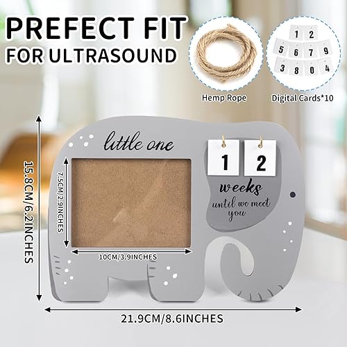 Miniatura 2 de Sereliy Marcos de fotos de ultrasonido con semanas de cuenta regresiva del bebé, marco de fotos de ecograma de bebé de 4 x 3, regalos de embarazo