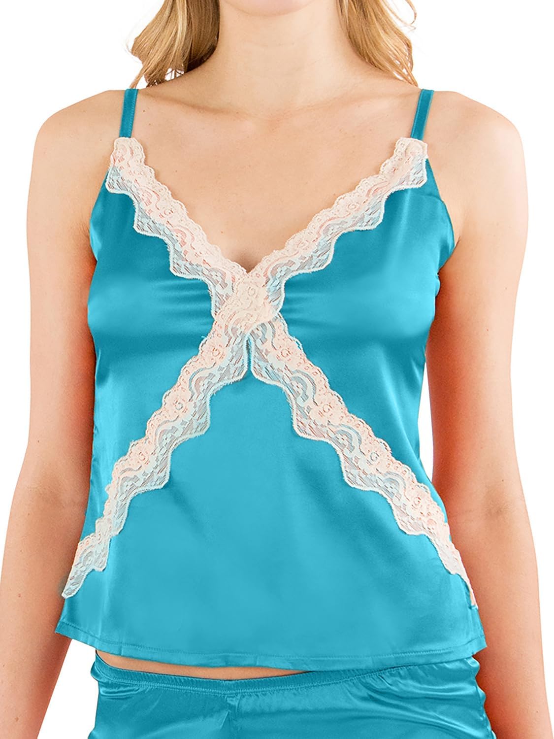 Intimo Women's Stretch Charmeuse Cami Top with Tap Pant Set