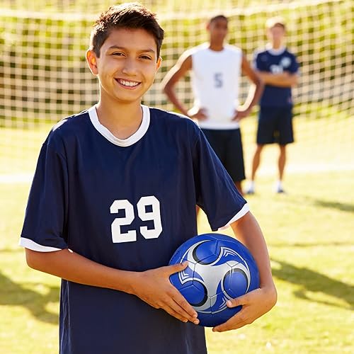Miniatura 7 de Wettarn 24 pelotas de fútbol con bomba tamaño 4/5 desinfladas cosidas a máquina, pelotas de fútbol deportivas a granel para práctica en interiores