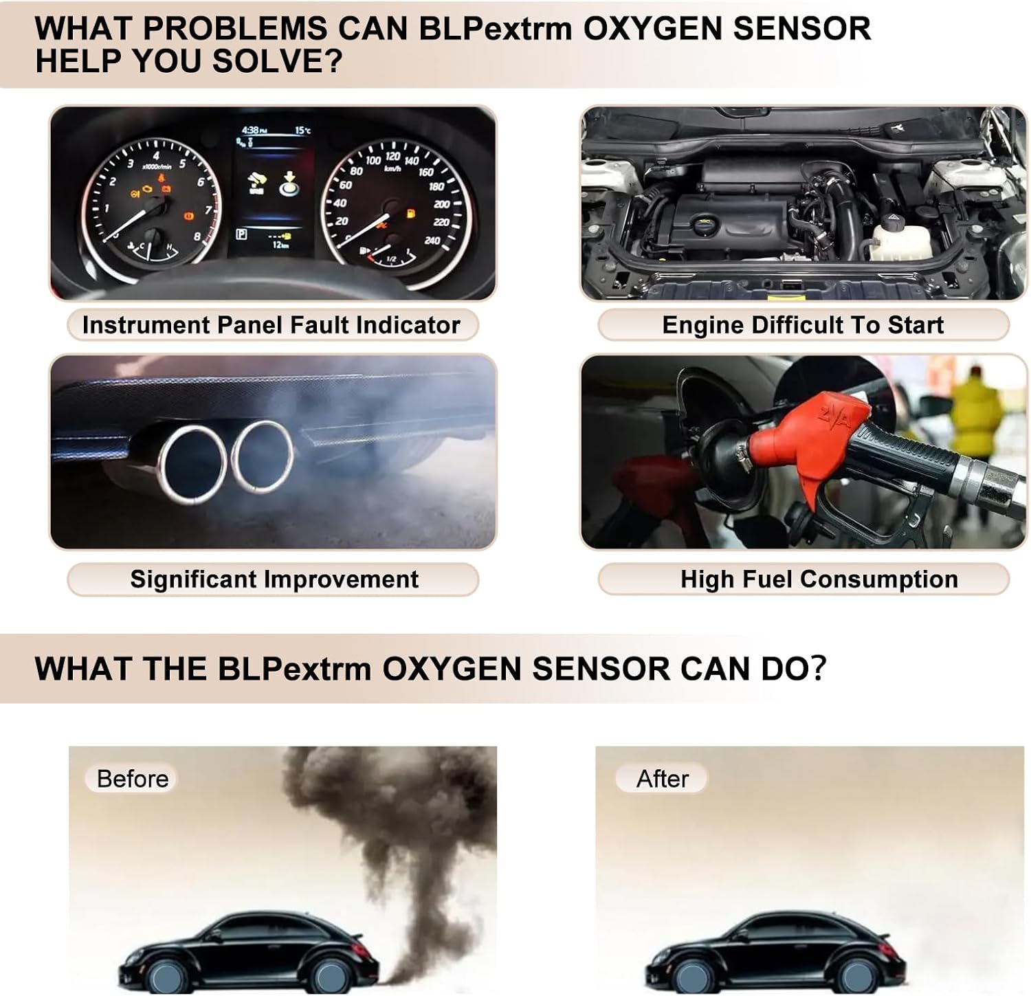 Oxygen O2 Sensor Upstream Downstream Replacement for 2007 2008 2009 Honda CRV 2.4L L4 Replaces# 234-9062 234-4359 Set of 2
