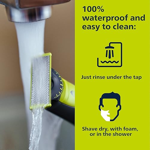 Vista 18 de Philips Norelco OneBlade 360 con conectividad híbrida facial + cuerpo, recortadora eléctrica de barba, afeitadora y peluquería corporal