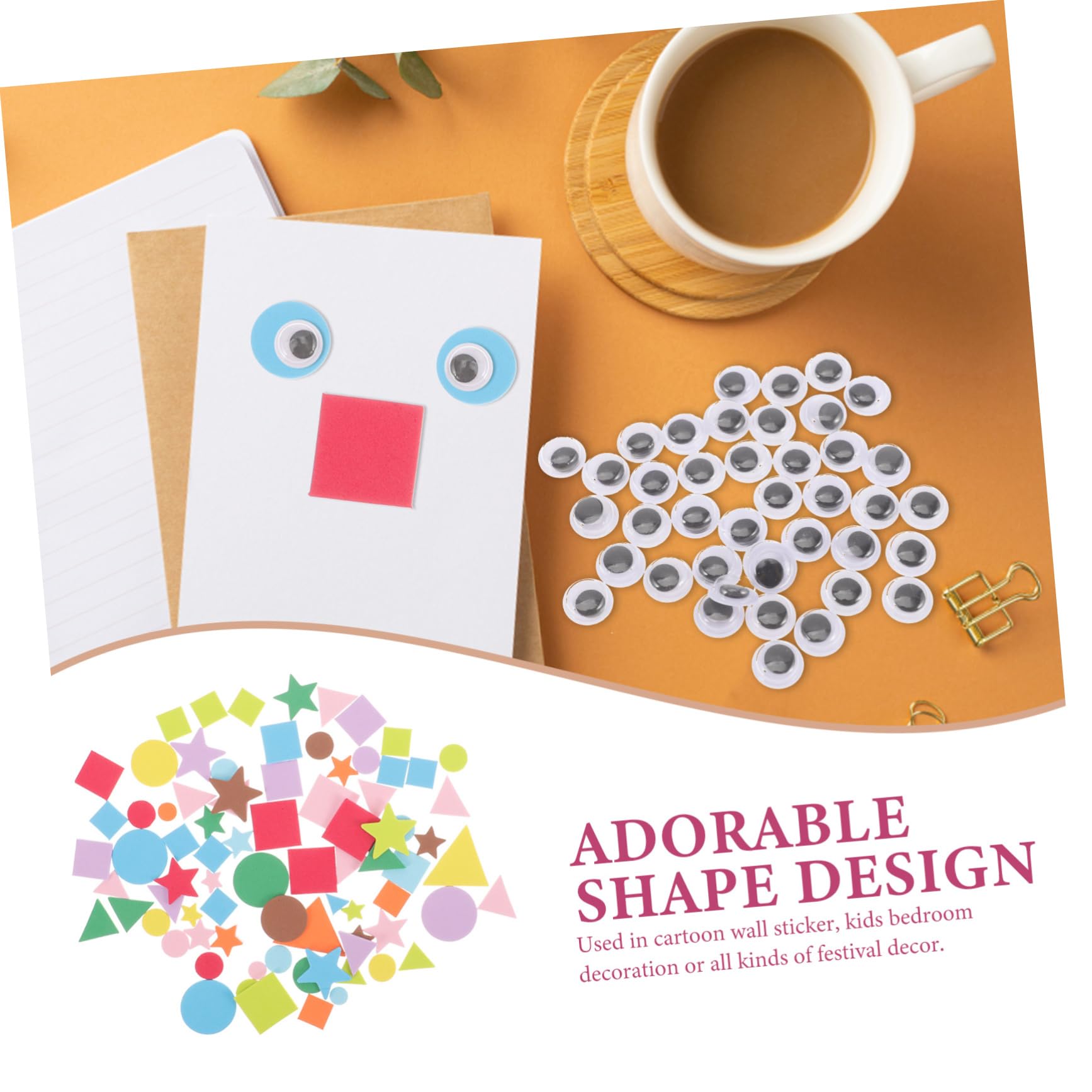 Gatuida 4 Juegos Pegatinas de Espuma Autoadhesivas Geométricas Manualidades Infantiles Surtidos con Ojos Móviles Decoración y Proyectos DIY