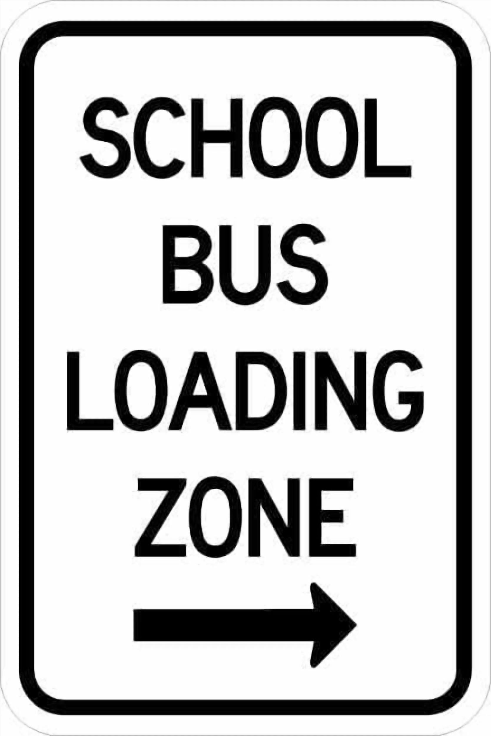 (2-Pack) Metal Tin Sign School Bus Loading Zone (with arrow) School Sign - 12x8 Inch - Caution Warning Security Indoor & Outdoor Home Office Work
