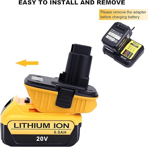 Miniatura 5 de Paquete de 2 adaptadores de batería DCA1820 compatibles con herramientas Dewalt de 18 V, compatible con adaptador Dewalt de 18 V a 20 V, convierte