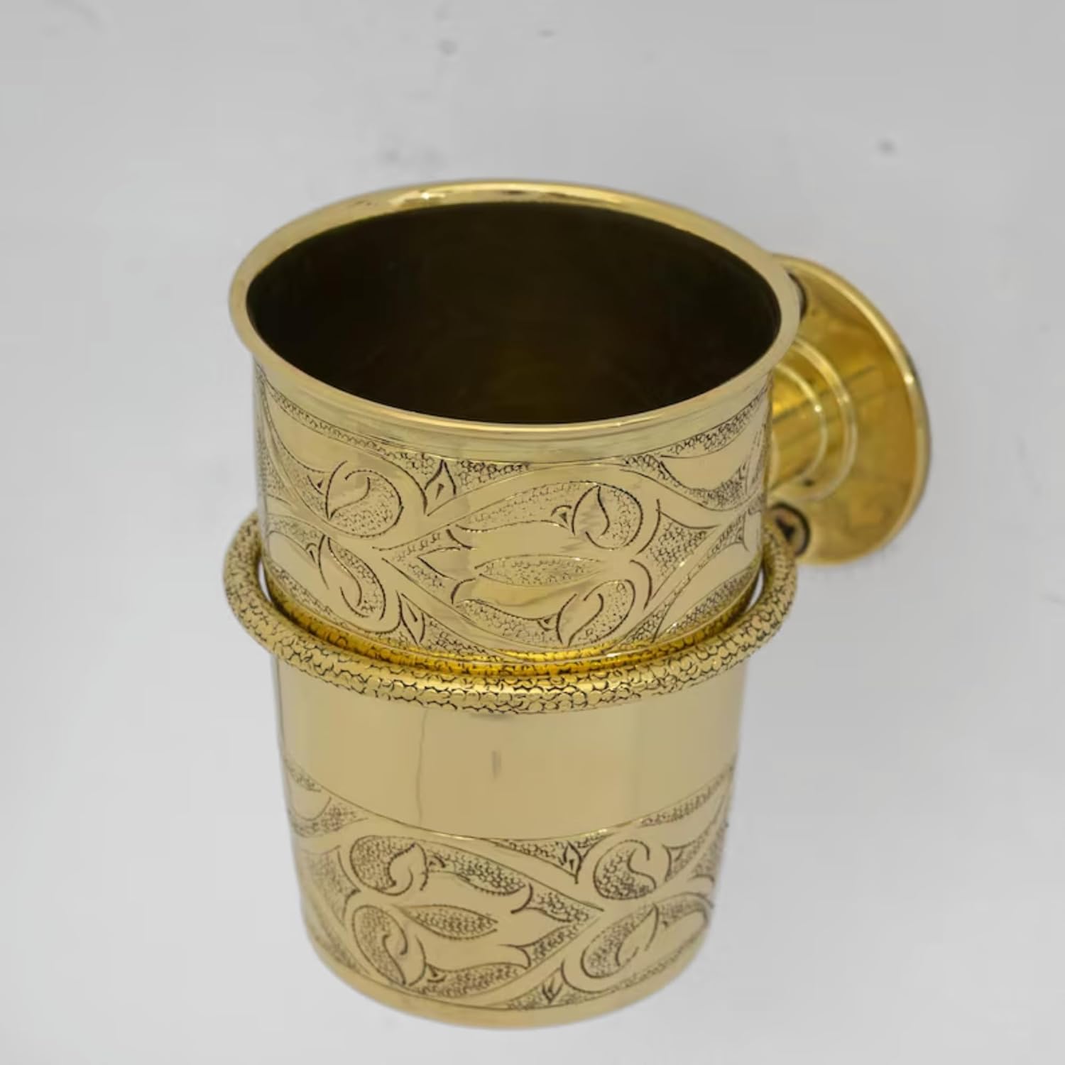 Unlacquered Brass Toothbrush Cup Holder, Wall Mount Toothbrush Organizer, Bathroom Accessories (Smooth)