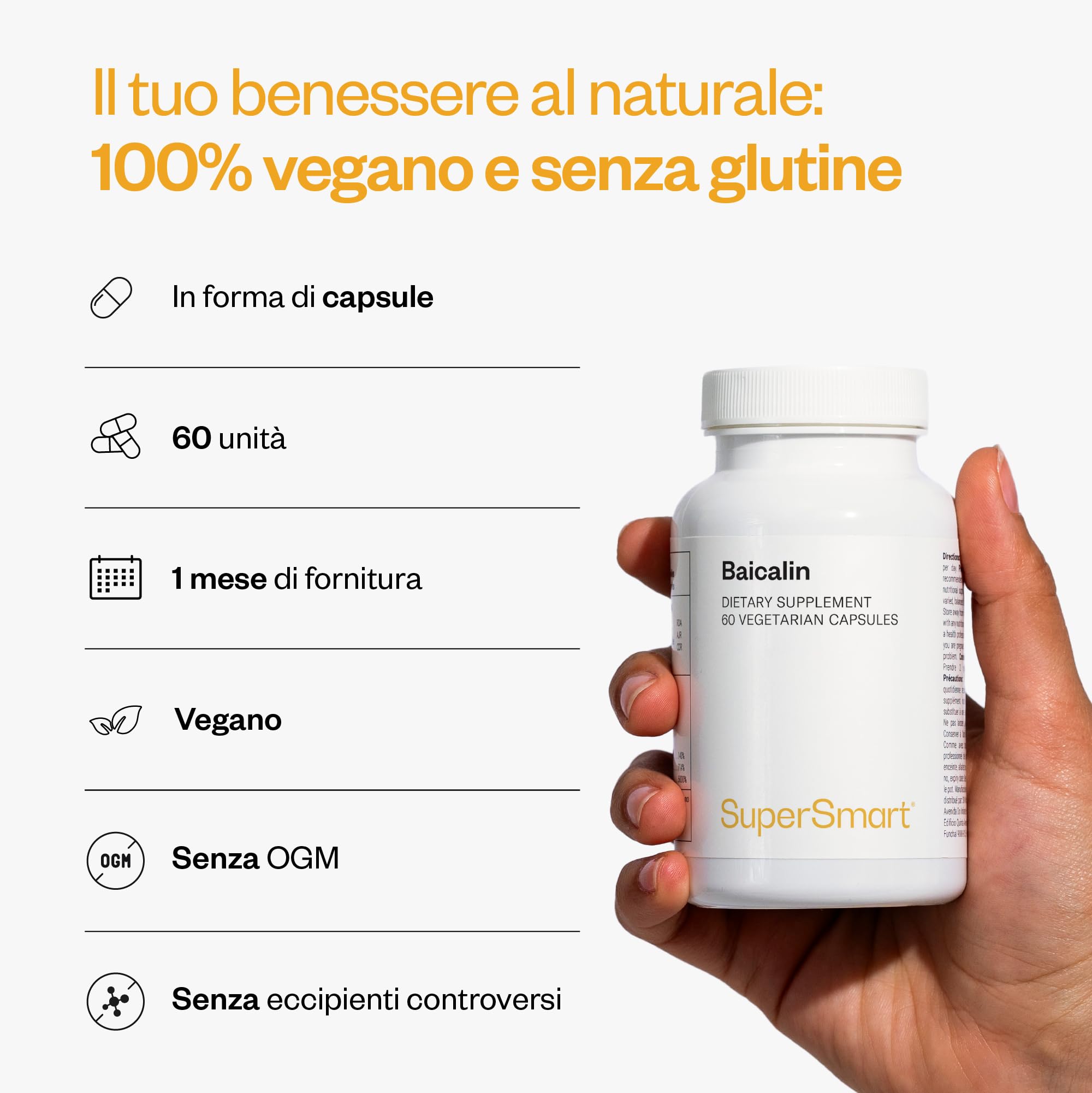 Baicalin 500 mg - Contribuisce alla buona salute del fegato - Aiuta a pulire e disintossicare il fegato - Proprietà rilassanti, antivirali e antinfiammatorie - Vegano - Supersmart
