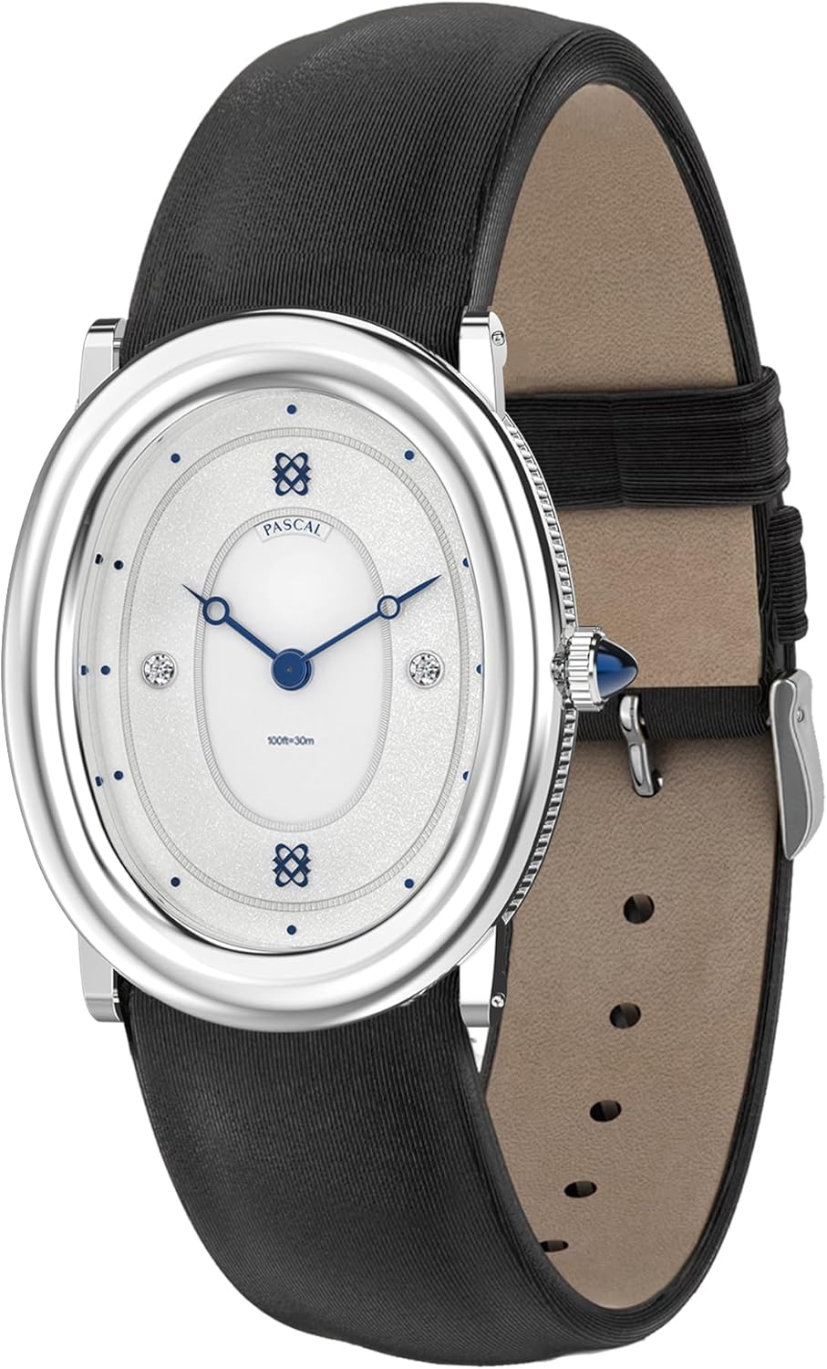 PASCAL Women’s Oval Bubble Diamond Watch Leather...