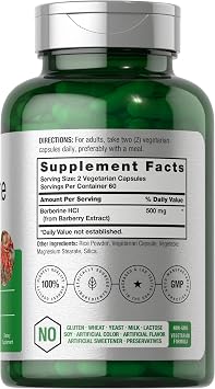 Horbaach Berberine HCL Supplement | 500mg | 120 Capsules | from Barberry Extract | Therapeutic Grade | Vegetarian, Non-GMO, Gluten Free