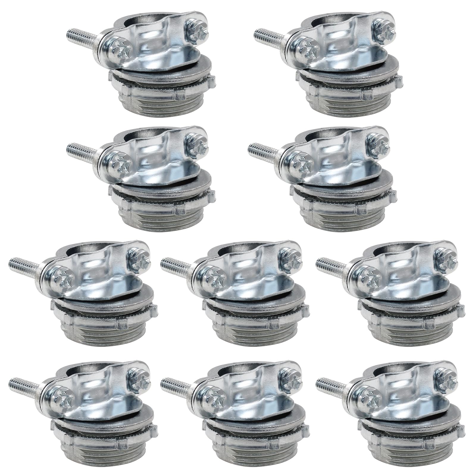 Litoexpe 10 Pcs 3/4 Inch Clamp Type Cable Connectors, Clamp Cable Connector Fittings for Metallic Conduit Protect Cables