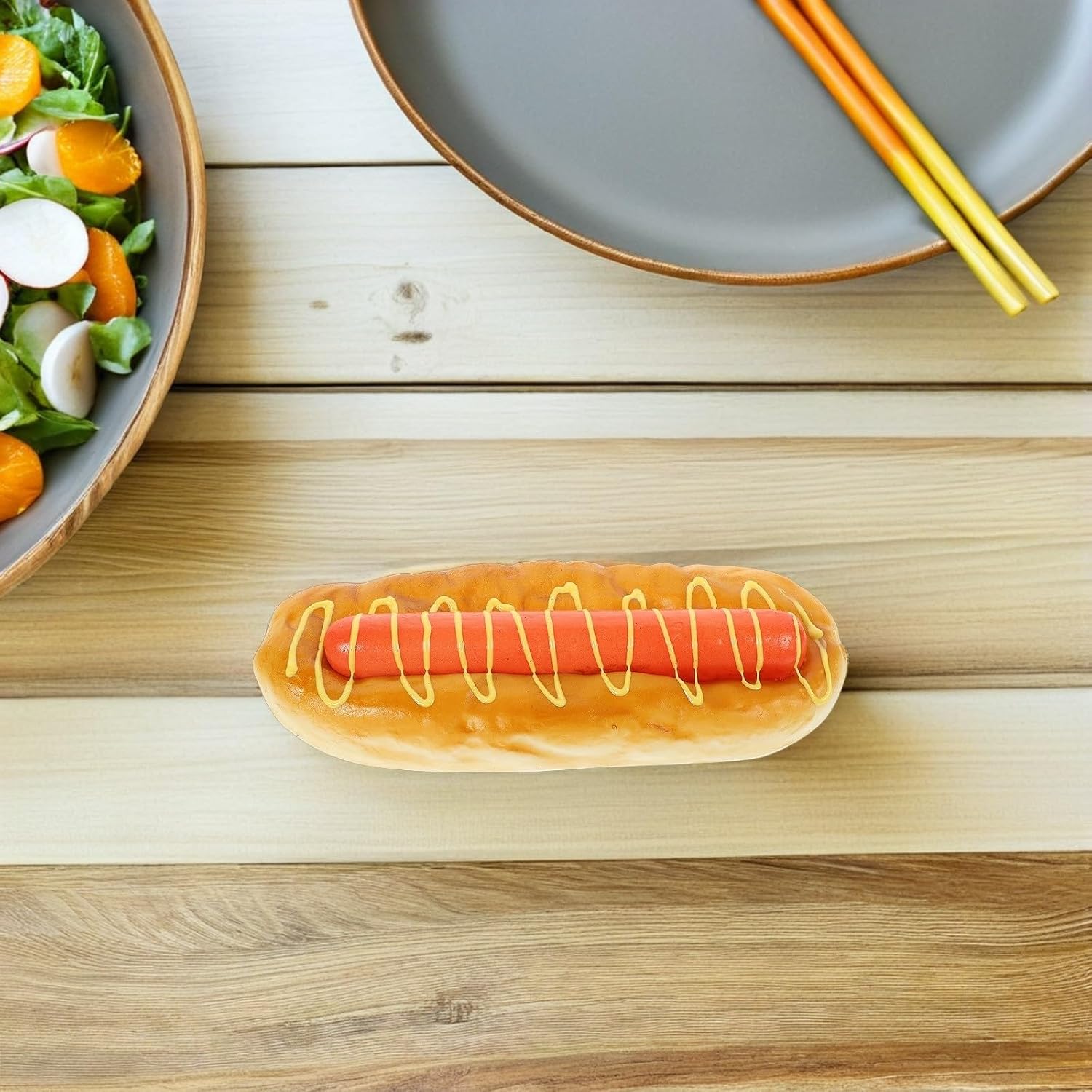 3pcs Artificial Hot Dog Bread Model PU Display Prop for Kitchen Use