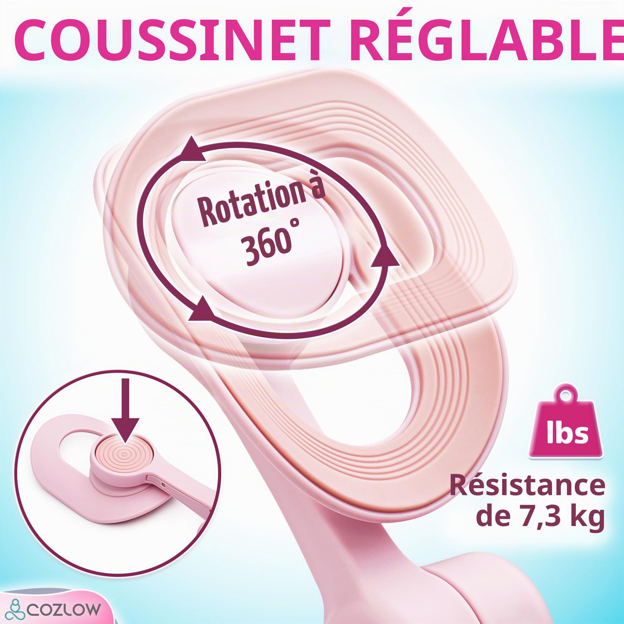Cozlow – Appareil d’Entraînement Jambes / Cuisses – Dispositif Multifonction d’Exercice et Tonification / Renforcement Musculaire Plancher Pelvien, Hanches et Bras – Exercice Kegel, Presse-Jambes