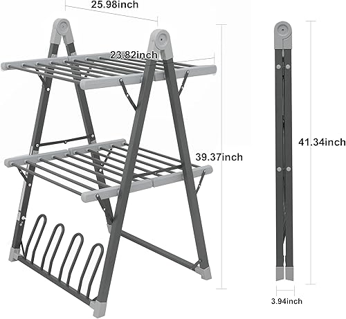 Miniatura 4 de Tendedero Eléctrico con Calefacción para Secar Ropa, Secador de Prendas Plegable con Temporizador de Apagado Automático, Tendedero para Ropa,